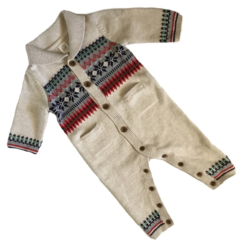 Baby Gap Holiday Sweater Knit Onesie. Sz 12-18 months.